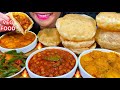 ASMR VEG FOOD *PANEER MASALA, CHOLE MASALA, DUM ALOO, GREEN BEANS SABJI, PURI MASSIVE Eating Sounds