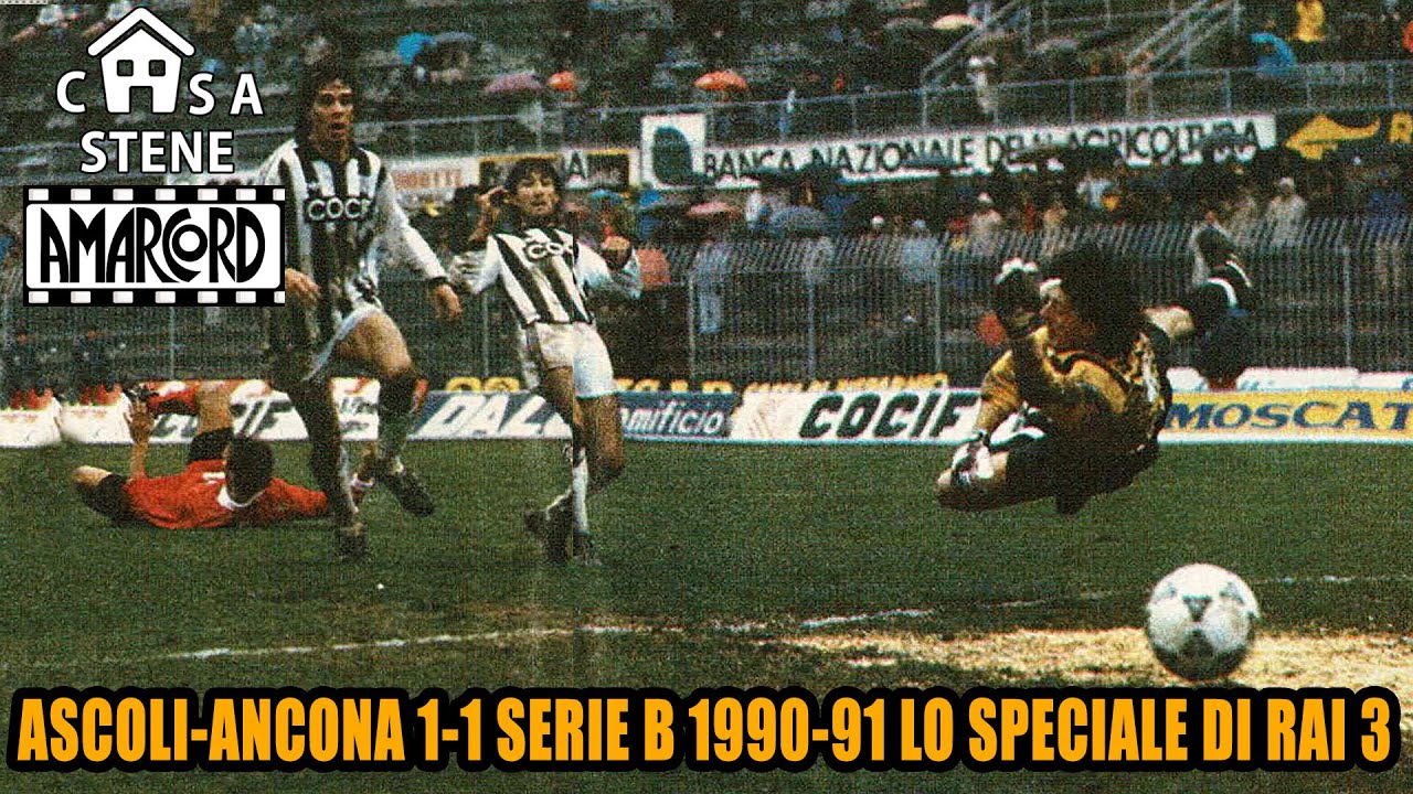 ASCOLI-ANCONA 1-1 GOL DI CASAGRANDE E TOVALIERI DERBY SERIE B 1990-91 LO SPECIALE DI RAI 3#CASASTENE