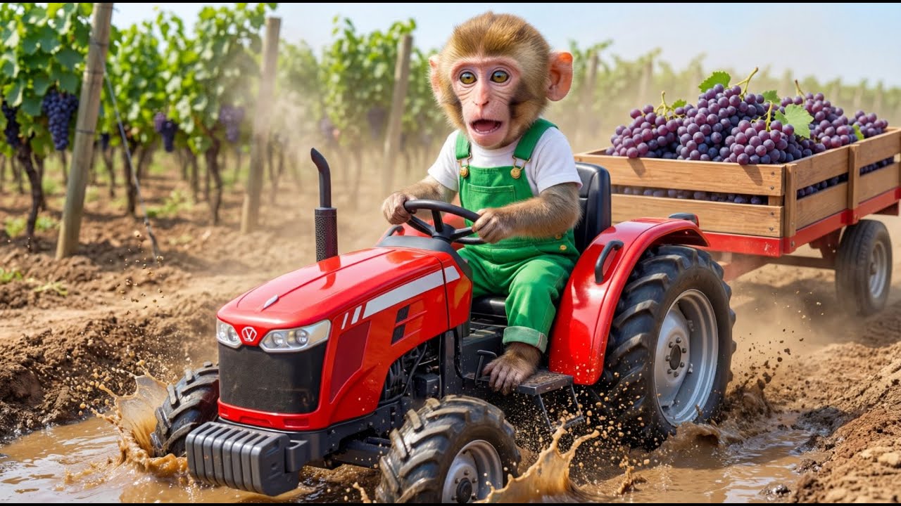 Baby Monkey’s Grape Harvest Goes Wild 😱 | One Smart Move Changes Everything 🐒🍇
