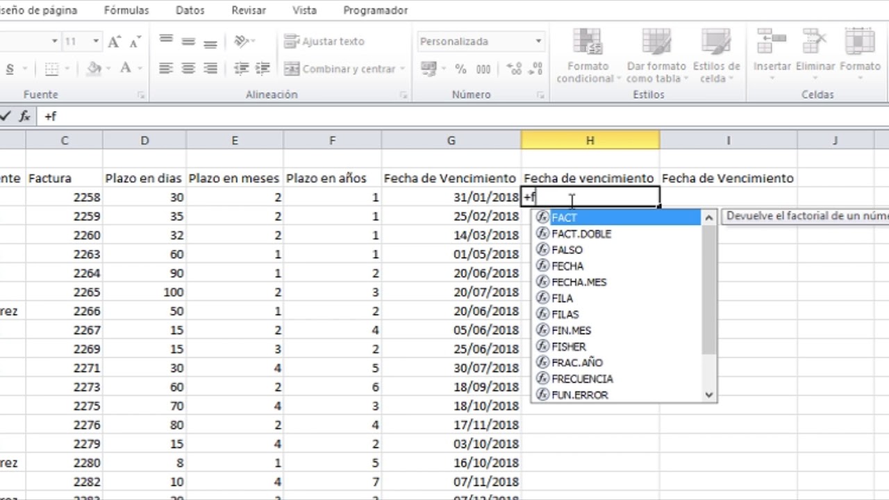 Calculo Exacto De Fecha De Vencimiento De Facturas Excel Contable