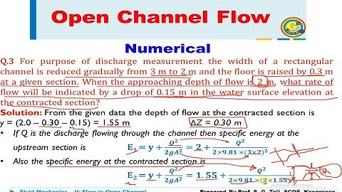 Numerical - Channel Transitions | Open Channel Flow | Hydraulics and Fluid Mechanics
