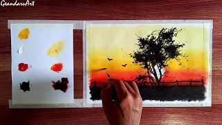 sunset acrylic painting tutorial paint
