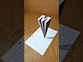 Amazing 3D Letter (M) Real Illusion On Paper 😲 #3dart #3ddrawing #drawingtutorial  #paperart #easy3d