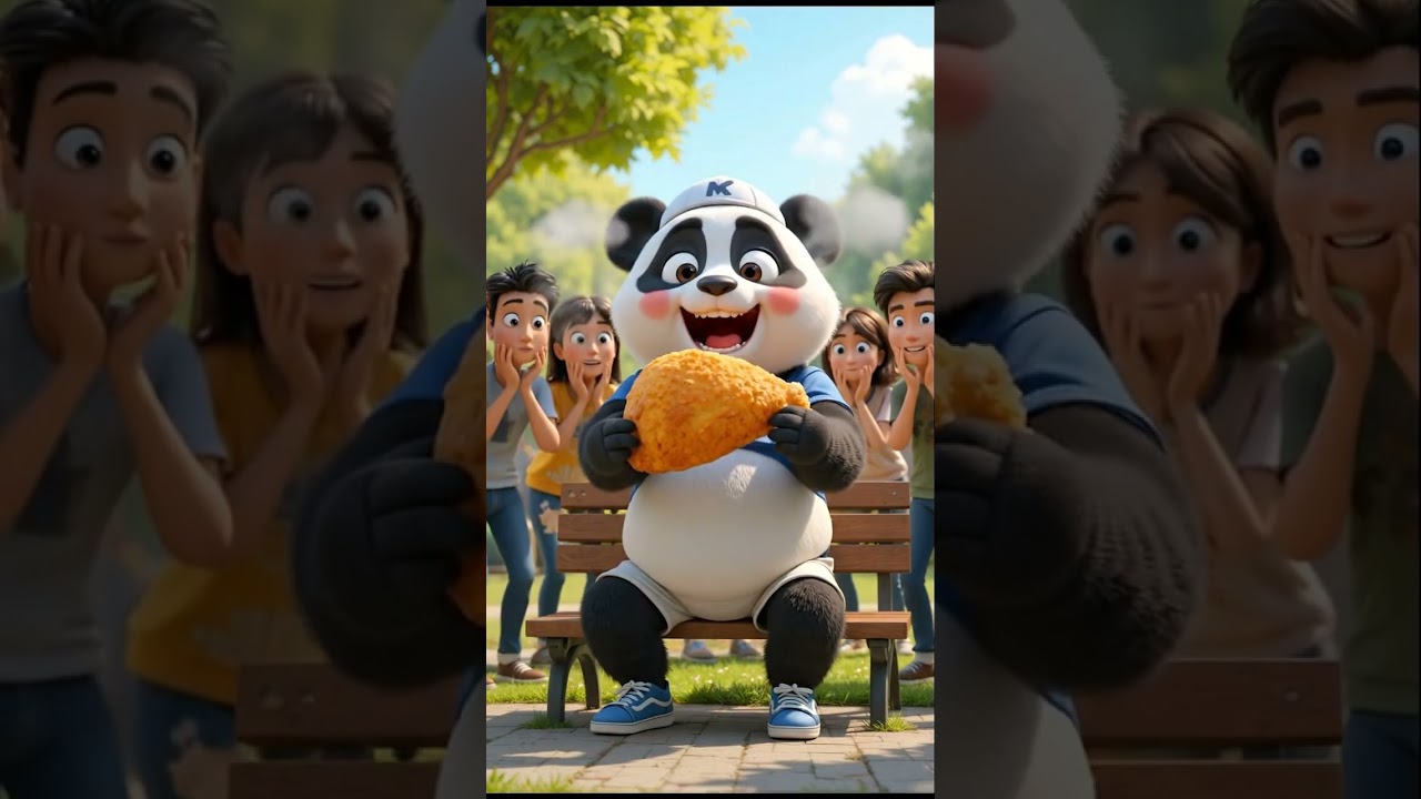Panda Takes a HUGE Bite of Giant Chicken! 🐼🍗