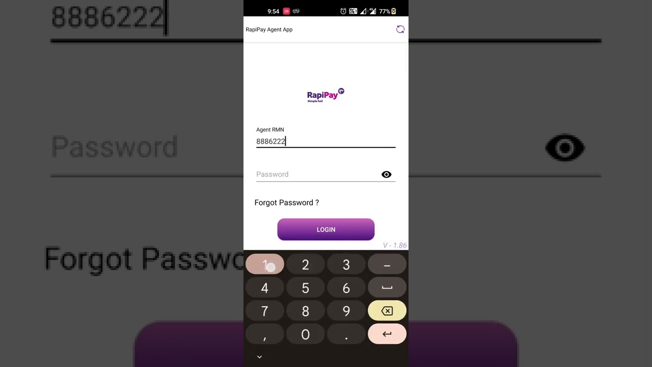 how to do Rapipay agent app password Reset or forget password
