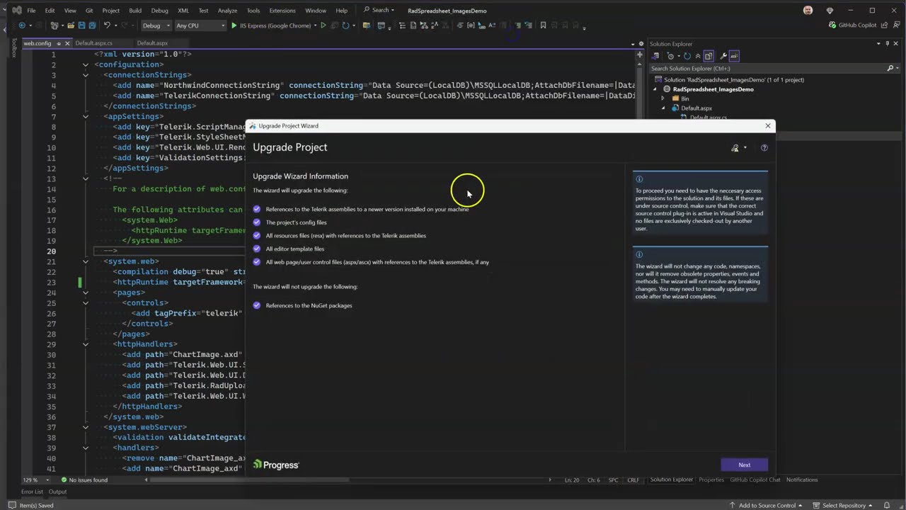 Update .NET Version of an ASP.NET WebForms project - Fix Upgrade Wizard to show available versions