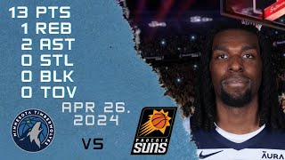 Naz Reid Player Full Highlights VS SUNS NBA Play Off Game 26-04-2024