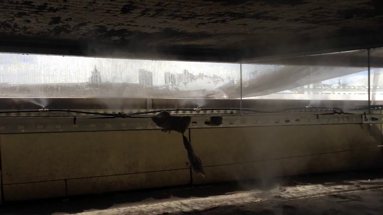 Туманное адиабатическое охлаждение драйкулеров / High pressure fog fog ...