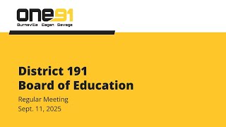 Board of Education Regular Meeting - Sept. 11, 2025