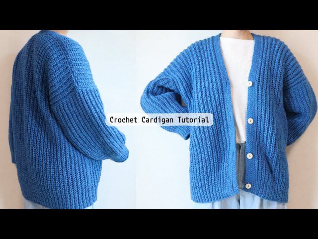 Crochet Knit look Ribbed Cardigan Tutorial/Simple Easy - YouTube