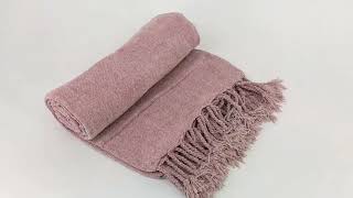 Chenille Throw Blanket with Decorative Fringe for Couch Geo Tufted Tassel Throw Blanket