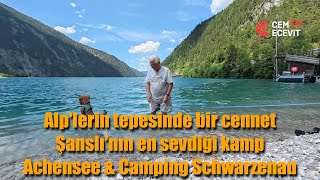 Alplerin Tepesinde Bir Cennet, Achensee Gölü Camping Schwarzenau, Avusturya. Karavan Ile Avrupa