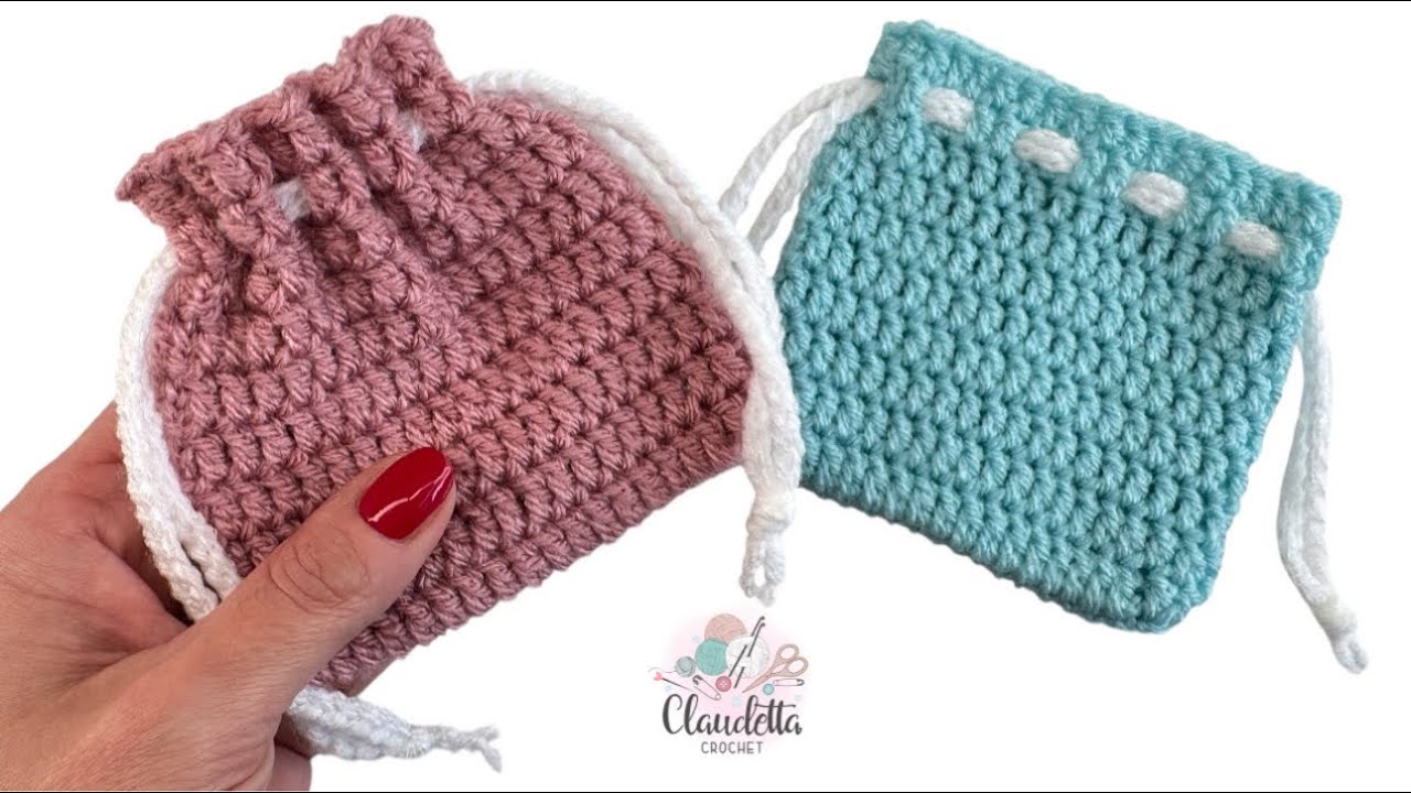 How to Crochet a Mini Drawstring Bag | Easy Beginner Tutorial