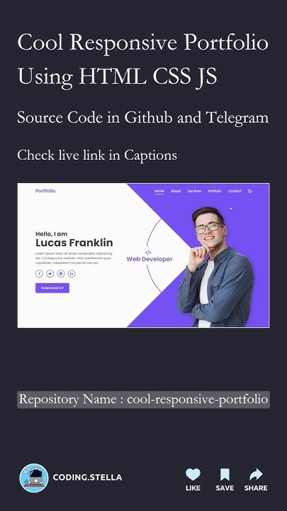 Cool Responsive Portfolio using HTML CSS JS 🤯 #html #portfolio #css ...
