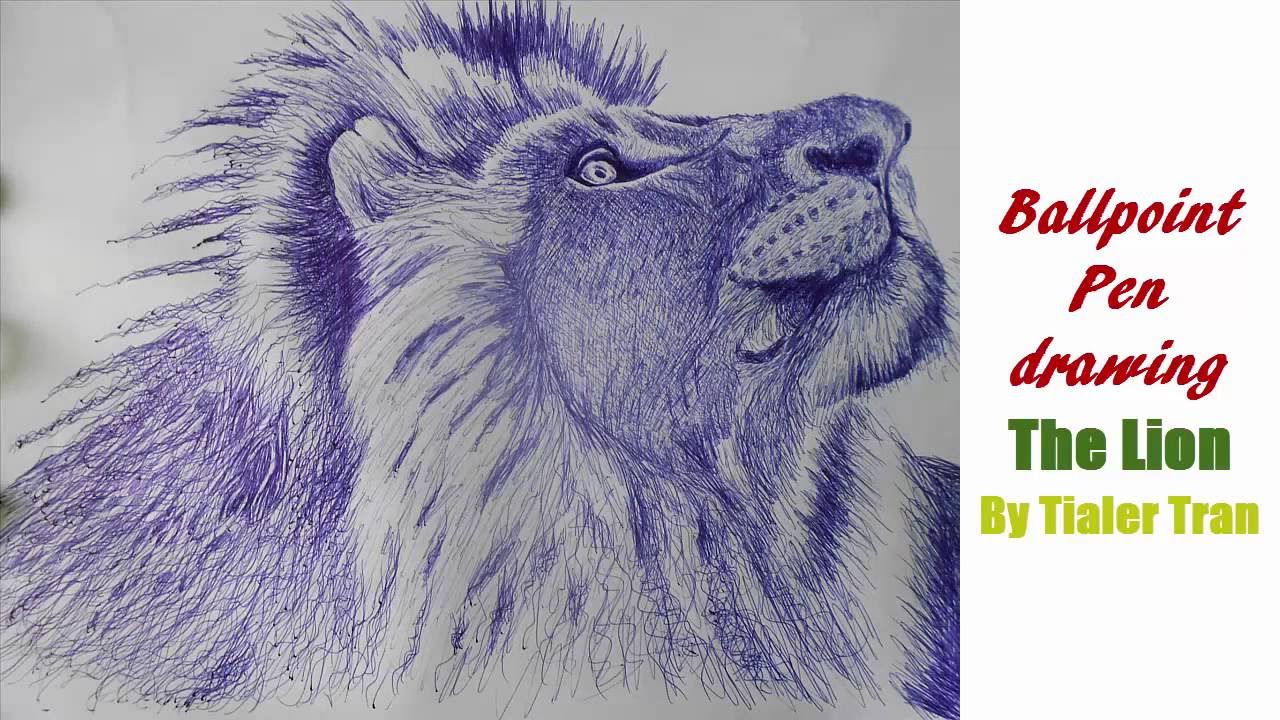 How to draw a Lion with Ballpoint Pen YouTube