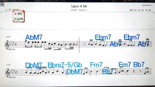 Video thumbnail of "Sabor A MI/Kenny G💋노래방, 가라오케, 코드 큰 악보,반주,가사💖Karaoke, Sheet Music, Chord, MR"