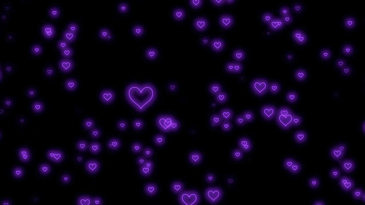 Lavender Heart💜Neon Light Hearts Flying Heart Background Video Loop ...