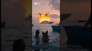 A Brave Hero K9 Dog Dives Into Action During A Luxury Yacht Disaster At Sea.