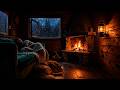 Rainy Night in a Quiet Forest Cabin | Calm Rain Sounds for Sleep & Fireplace Crackling