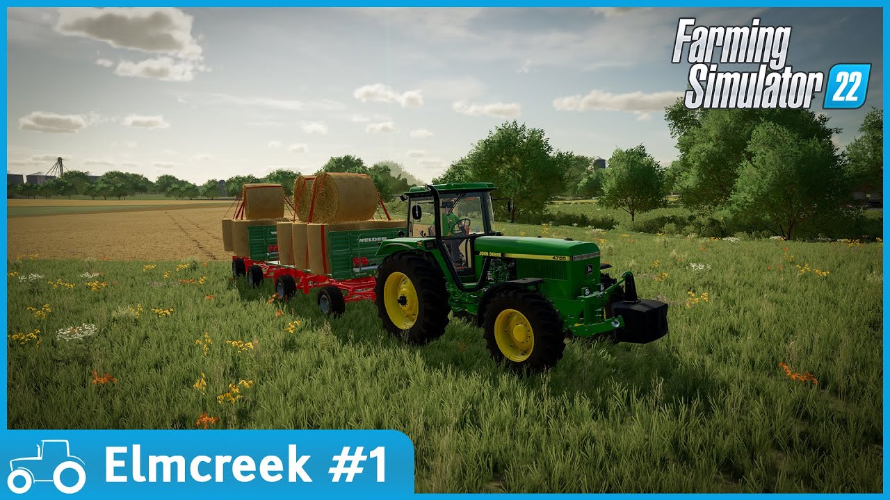 Elmcreek 1 FS22 Timelapse Harvesting Wheat, Baling Straw, Loading