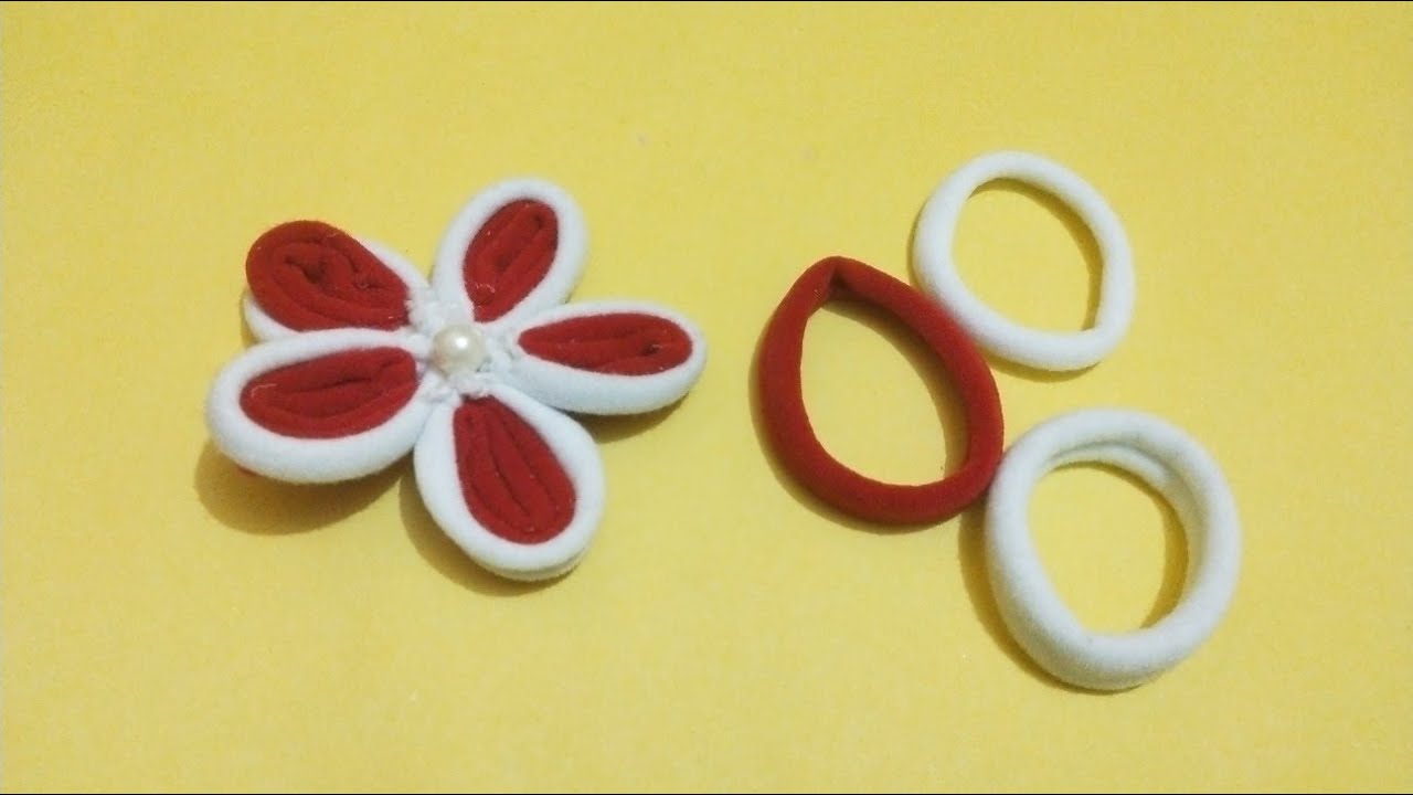Beautiful Hair band flower making idea - Hair band embroidery flower - Rubber band flower making