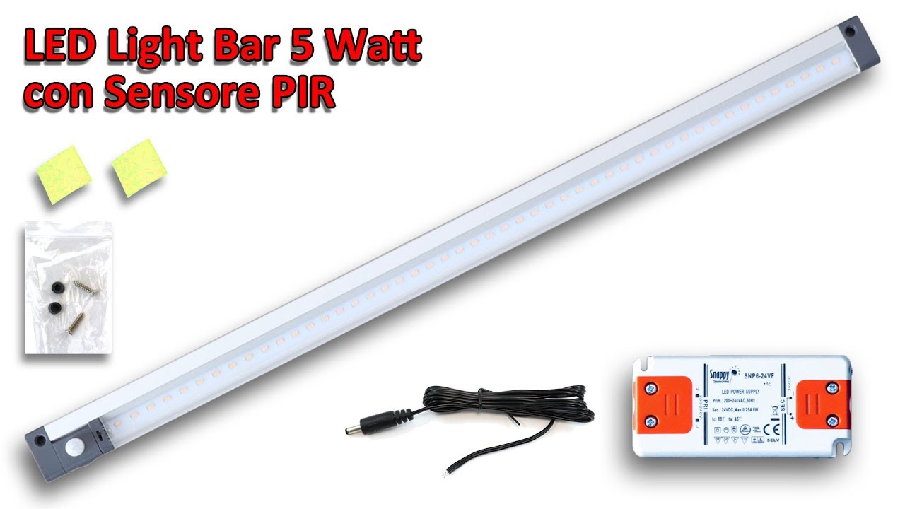 Barra LED con accensione automatica con sensore PIR per illuminazione  armadi 