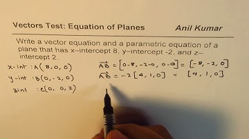 Write Vector Parametric Equation of plane from three intercepts