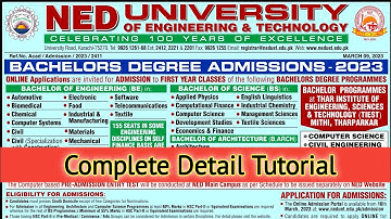 NED University Karachi Admission 2023 | NED University Karachi Admission Complete Details