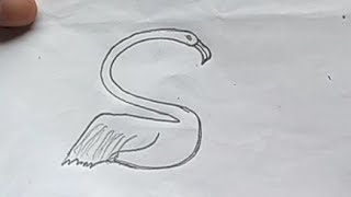 Learn how to draw flamingo with letter s#flamingo#art