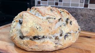 Olive Bread Recipe - Mediterranean Style Rustic Olive Bread - Quick and Easy Bakery Style Bread