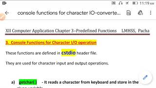 Console Functions for character I/O