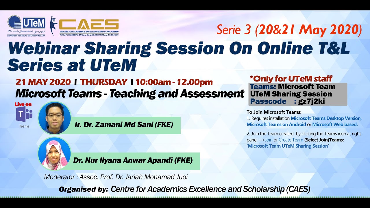 Microsoft Team - Teaching and Assessment (Ir. Dr. Zamani & Dr. Nur Ilyana)