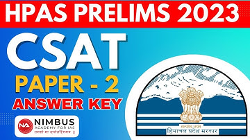 HPAS PRELIMS 2023 || CSAT || PAPER - 2  ||ANSWER KEY