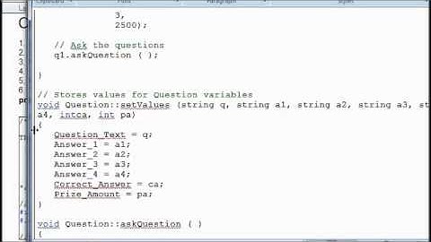 TCH60 C++ Programming Quiz Show project Lab 3