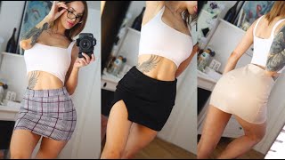 Mini Skirt Try on Haul ❤️sexy / classy / leather / wet look - Whats your favourite look?Fashion Nova