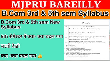 MJPRU B.Com full details syllabus 3rd & 5th sem 2023 | B.Com 5th sem syllabus |mjpru news