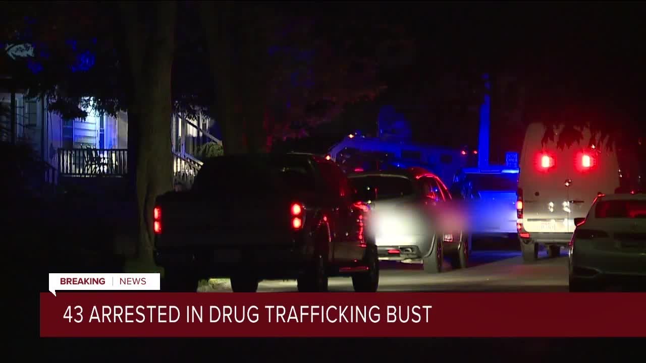 43 arrested in drug trafficking bust - YouTube