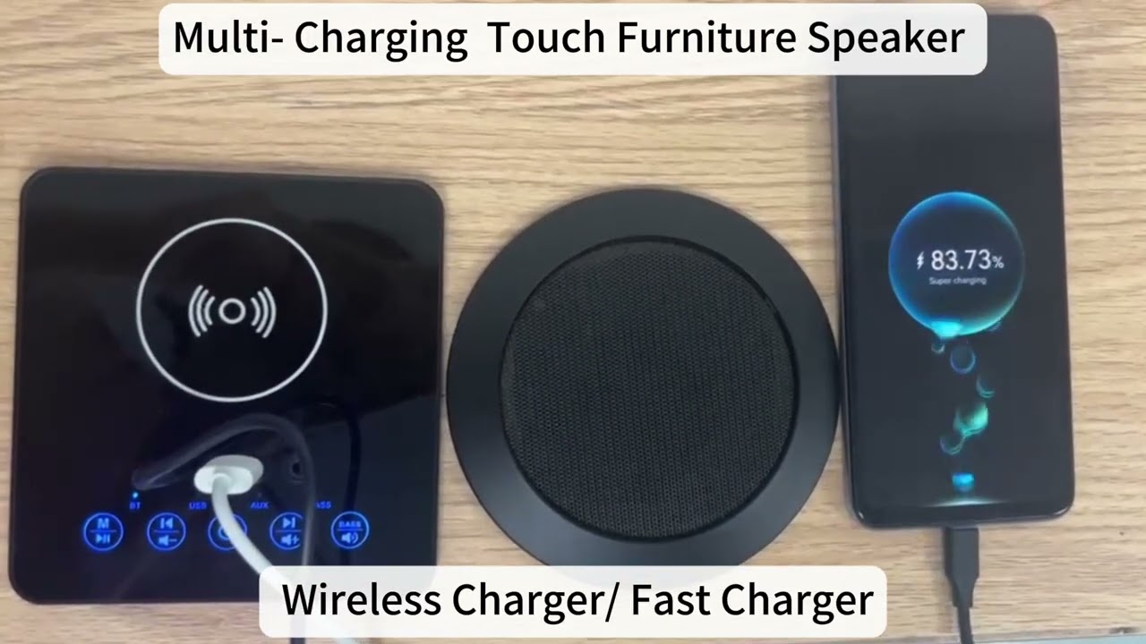 Multi- Charging  Touch Furniture Speaker   Bass/Wireless charger/ Fast Charger/USB Player/Aux Player