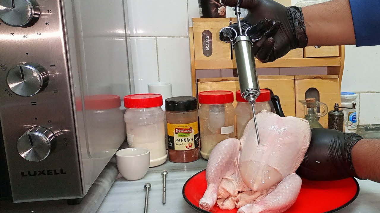 دجاج شوايه بطريقة حقن تتبيله بهارات