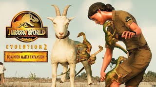 Compsognathus BRUATALLY attack Humans and Goat  | Jurassic World Evolution 2 Malta Expansion DLC