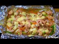 Filete de pescado empapelado con camarón y verduras.😋 / Cocinando A la Periqué