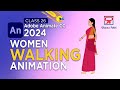 Adobe Animate CC 2024 Advance Level:  WOMEN Walking Animation | Side View | 2D Animation | Hindi