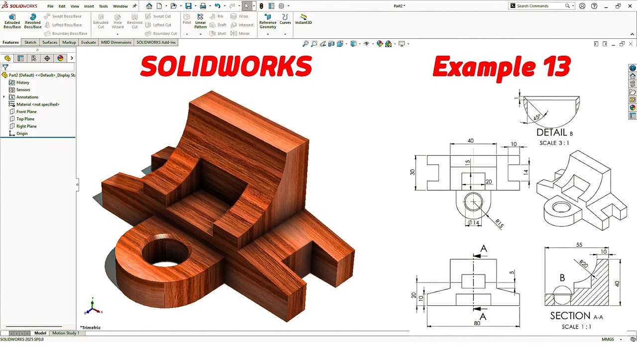 SolidWorks Tutorial – Intermediate Example 13 | Part & Drawing Practice ...