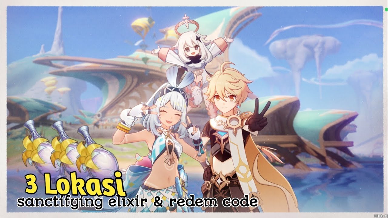 3 lokasi sanctifying elixir & redem code || Genshin Impact - YouTube