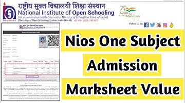 Nios One Subject Admission And Marksheet Value | Task Is Helping (NIOS) #nios #ode #exam #result