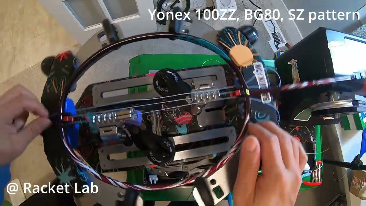 Badminton racket stringing FPV, 100ZZ, BG 80