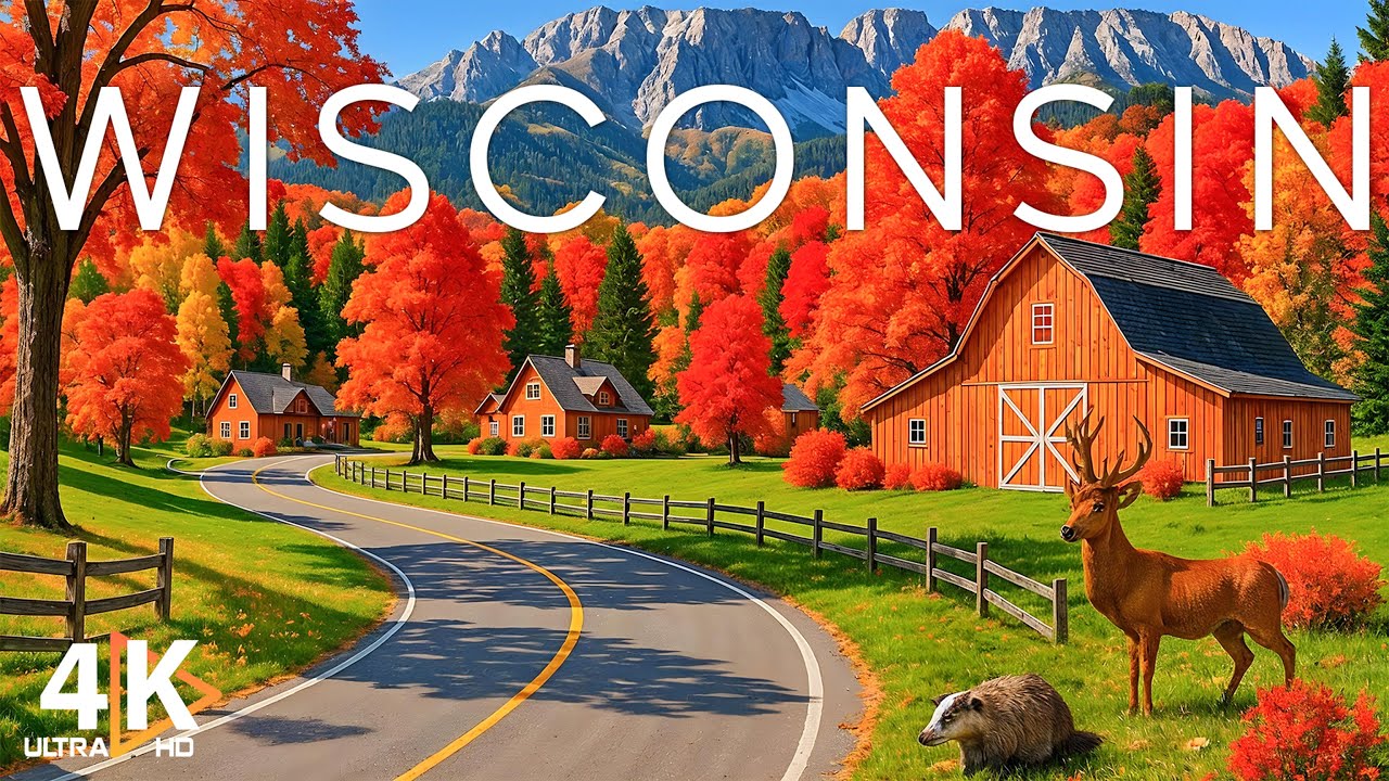 Wisconsin Fall Countryside 🍁 Wisconsin in Autumn 4K UHD – Golden Forests, Red Barns & Peaceful ...