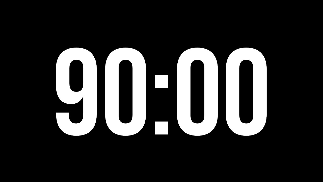 1.5 Hour Timer | 90 Minute Timer | Black Screen Timer Without Tick ...