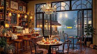 Paris café at night | Soft jazz music for peaceful relaxation