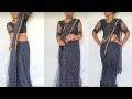 How to make perfect side-shoulder pleats /attractive saree draping tutorial in latest net black sari
